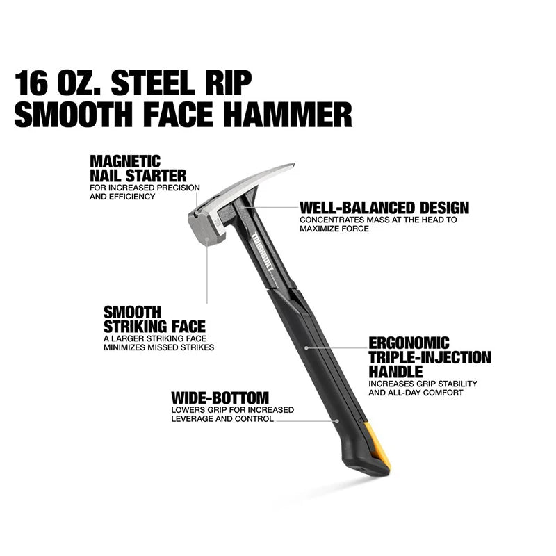 TOUGHBUILT Steel Rip Hammer TB-H1-1R-S16 TB-H1-1R-S18 16 OZ. 18 OZ. Smooth Face Hand Tools