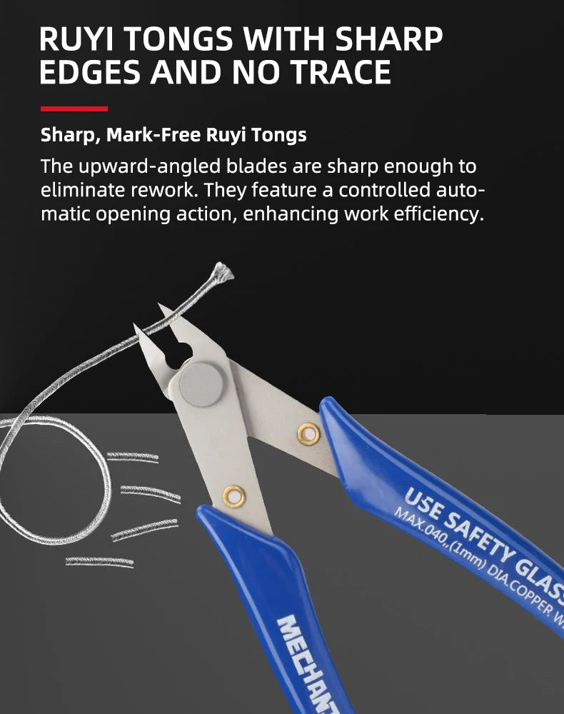 MECHANIC Diagonal Cutting Pliers TS-190 High Precision Electronic Cutter for PCB Phone Repair Electrician Hand Tool with Spring