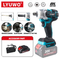 LYUWO 20V 420N. m Industrial Grade Impact Wrench For Automotive Repair, Woodworking, Lithium Battery, Brushless Electric Wrench