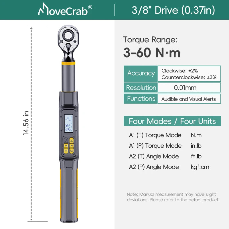 MoveCrab Angle Digital Torque Wrench Torque Wrench Preset Adjustable Car Maintenance