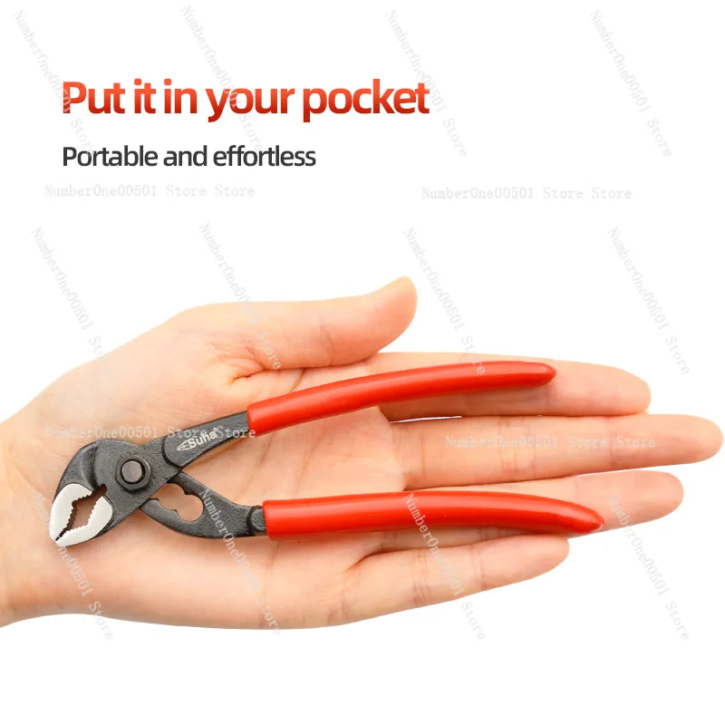 SUHA 5inch Mini Portable Water Pump Pliers 4 Adjustable Gear Opening Ultra Thin Pipe Wrench Home DIY Plumbing Shifting Spanner