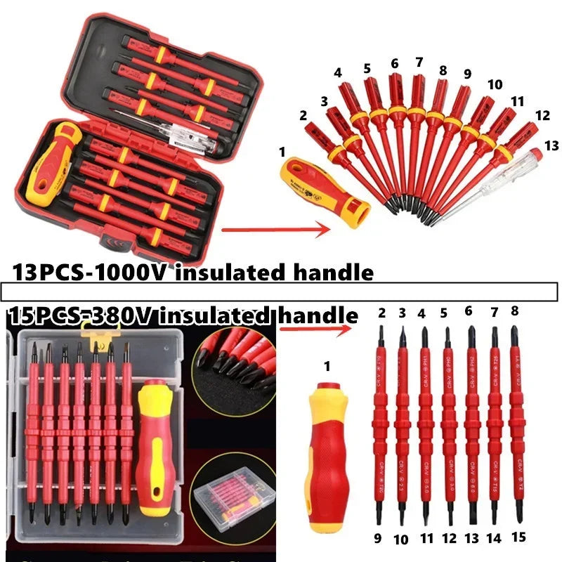 Electrician Repair Tools Kit Changeable Insulated Screwdrivers Set  Magnetic Slotted Bits Repair Tool Electrician Tool