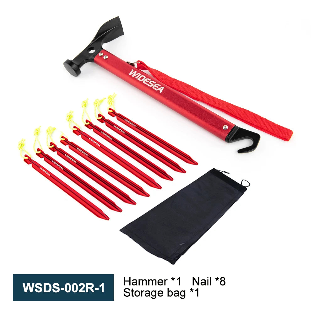 Widesea Aluminum Alloy Camping Nail Hammer Strong Durable Easy to Carry Multifunctional Hammer for Outdoor Tent Staking Backpack
