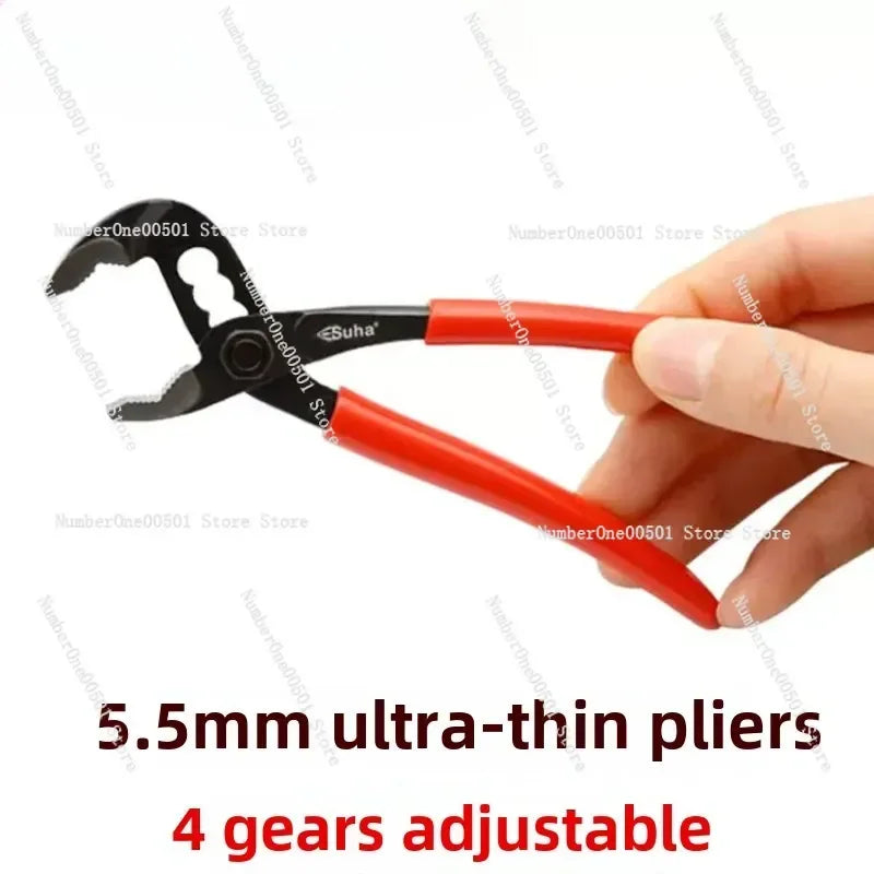 SUHA 5inch Mini Portable Water Pump Pliers 4 Adjustable Gear Opening Ultra Thin Pipe Wrench Home DIY Plumbing Shifting Spanner
