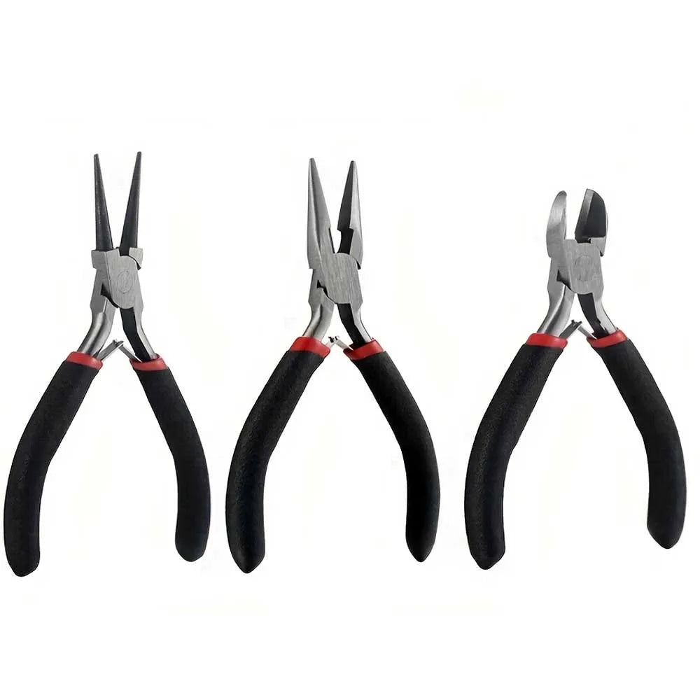 Portable 3 Styles Jewelry Pliers Tool Set Jewelry Making Round Nose Plier Tweezers Kit for Handcraft Beading Sewing DIY Supplies