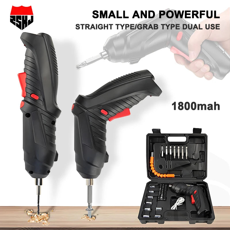 47PCS 3.6v Cordless Screwdriver Set with Rechargeable Lithium Battery Household Electric Drill Tool Kit for Maintenance Repair