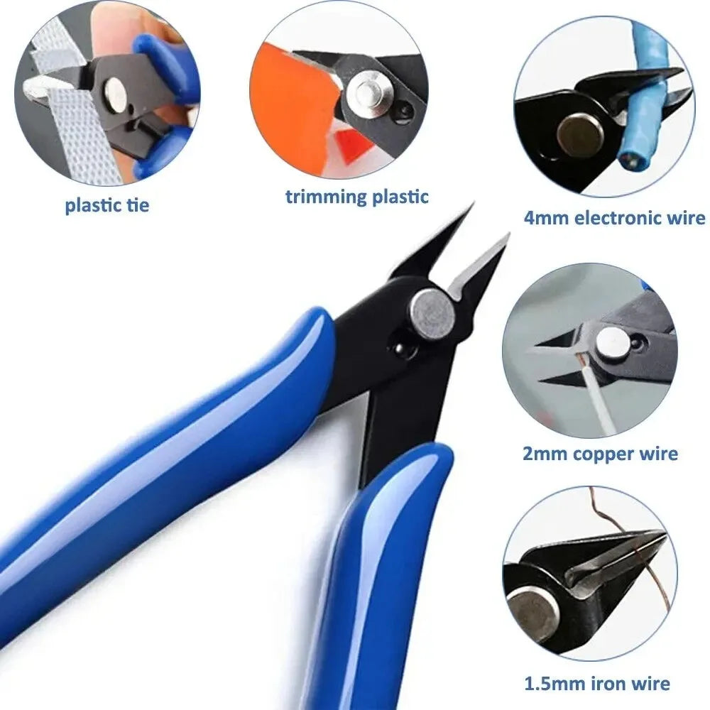 Blue Electricians Pliers Tools Electrician Hand Tool Carbon Steel home Electrical Wire Cable Cutters Side Snips Flush Nipper