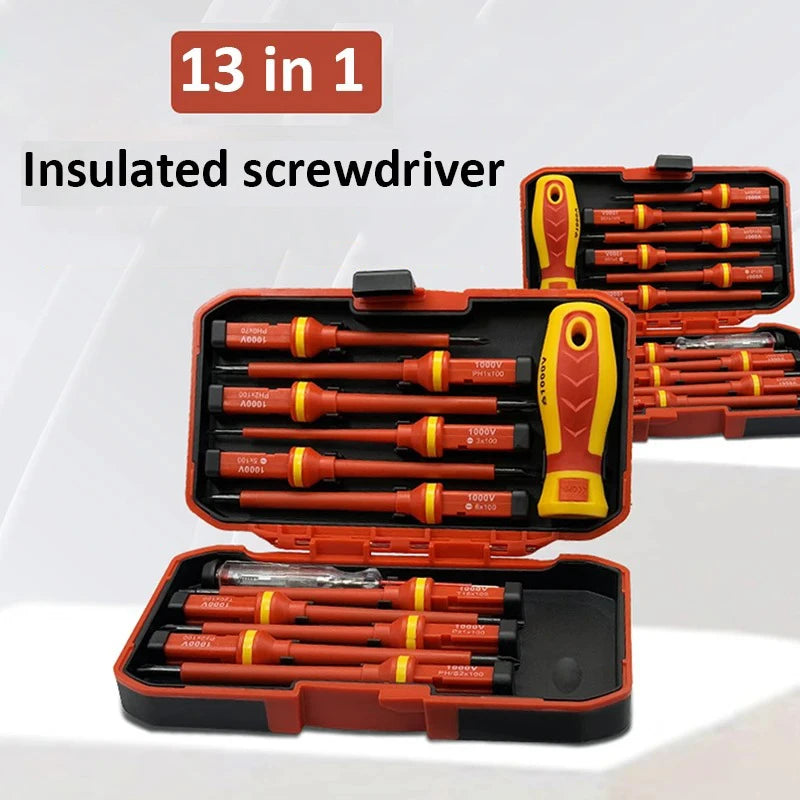13 in 1 Electrician Screwdriver Set Phillips Slotted Torx Professional 1000V Insulated CRV Magnetic Screw Driver Changeable Bit