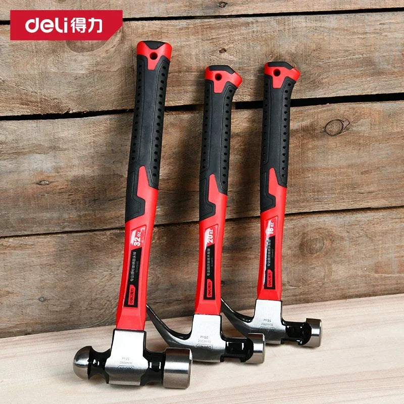 1Pcs Fiber/Wooden Handle Hammer Woodworking Nail Hammer High Quality Steel Round Head Hammer Multifunction Household Repair Tool