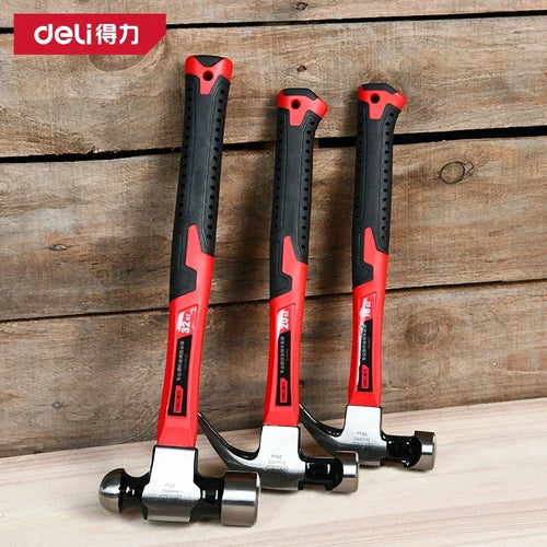 1Pcs Fiber/Wooden Handle Hammer Woodworking Nail Hammer High Quality Steel Round Head Hammer Multifunction Household Repair Tool