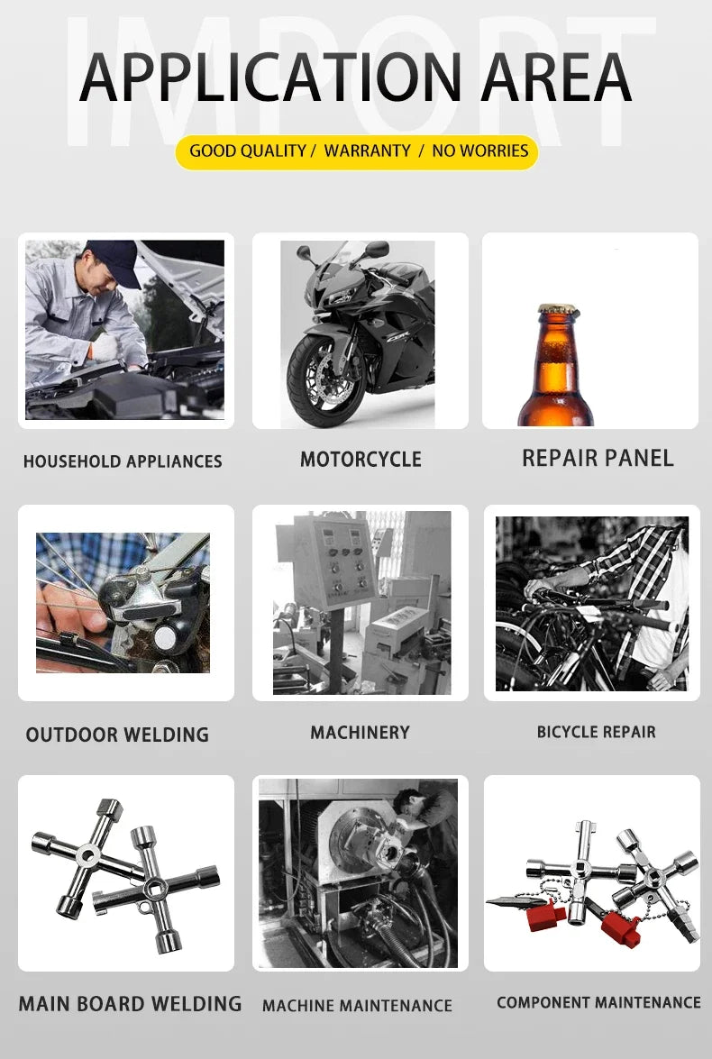 4in1 Electric Cabinet Elevator Hex Key Wrench Watermeter Valve Inner Triangle Wrench Multi-purpose Screwdriver Tool Set Portable