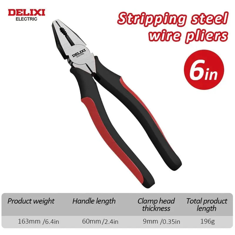 DELIXI ELECTRIC Wire Pliers Sharp Large Opening Diagonal Pliers Needle Nose Pliers for Cutting Twisting and Clamping MetalWires