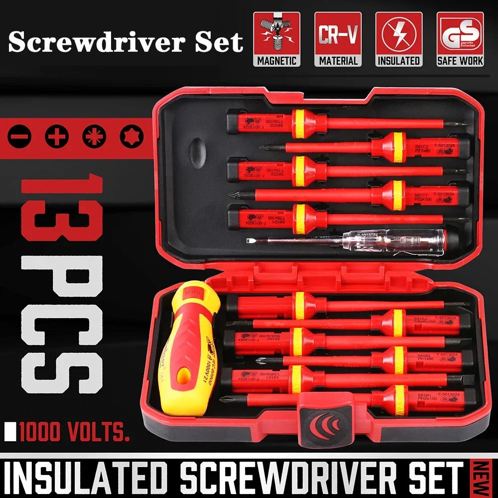 Electrician Repair Tools Kit Changeable Insulated Screwdrivers Set  Magnetic Slotted Bits Repair Tool Electrician Tool