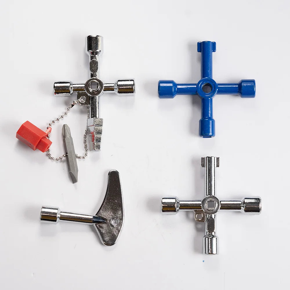 4in1 Electric Cabinet Elevator Hex Key Wrench Watermeter Valve Inner Triangle Wrench Multi-purpose Screwdriver Tool Set Portable