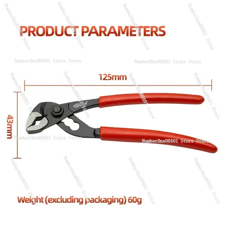 SUHA 5inch Mini Portable Water Pump Pliers 4 Adjustable Gear Opening Ultra Thin Pipe Wrench Home DIY Plumbing Shifting Spanner