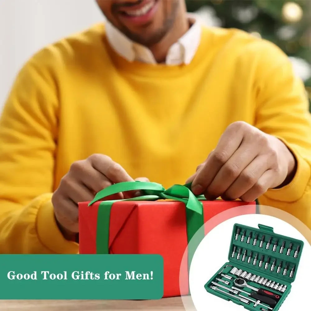 １Pc Krachtige 46pcs/set Carbon Steel Combination Set 1/4" Wrench Socket Spanner Screwdriver Household Motorcycle Car Repair Tool