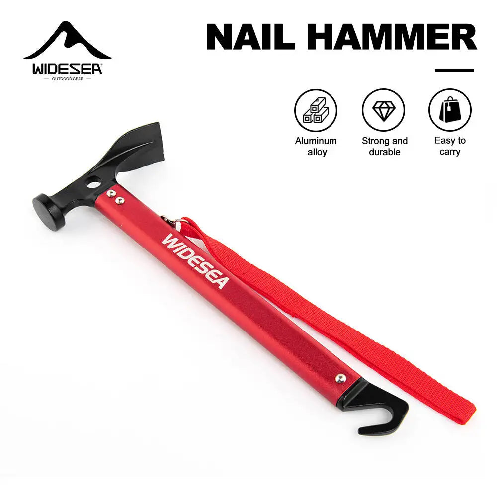 Widesea Aluminum Alloy Camping Nail Hammer Strong Durable Easy to Carry Multifunctional Hammer for Outdoor Tent Staking Backpack