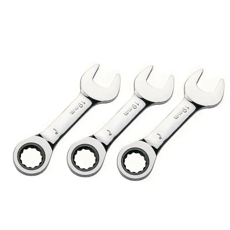 6-19mm Short Handle Quick Ratchet Wrench 72 Teeth Multi Functional Portable Short Dual-use Plum Blossom Small Wrench Hand Tools