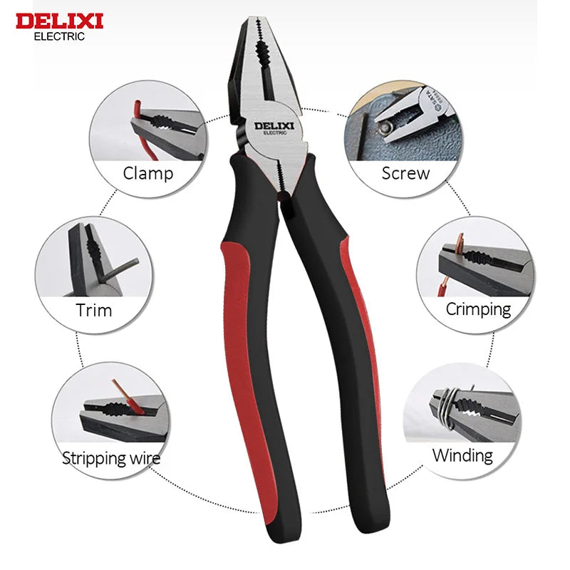 DELIXI ELECTRIC Wire Pliers Sharp Large Opening Diagonal Pliers Needle Nose Pliers for Cutting Twisting and Clamping MetalWires