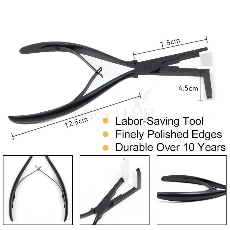 MRSHAIR Professional Hair Extension Pliers For Tape in Hair 4.5cm Deck Shape Stainless Steel Tape in Pliers Ergonomic Durable