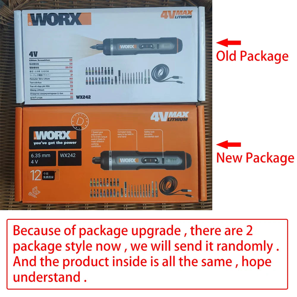 WORX  WX242 4V Electrical Screwdriver Set Smart Cordless Electric Screwdrivers USB Rechargeable 30 Bit Set Mini Drill Power Tool