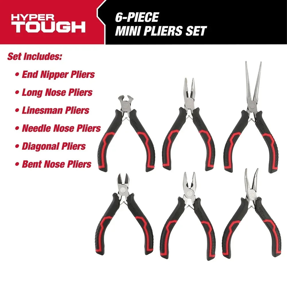 6-Piece Mini Pliers Set Spring Loaded Grip for Jewelry Making Crafting DIY Durable Steel Tools