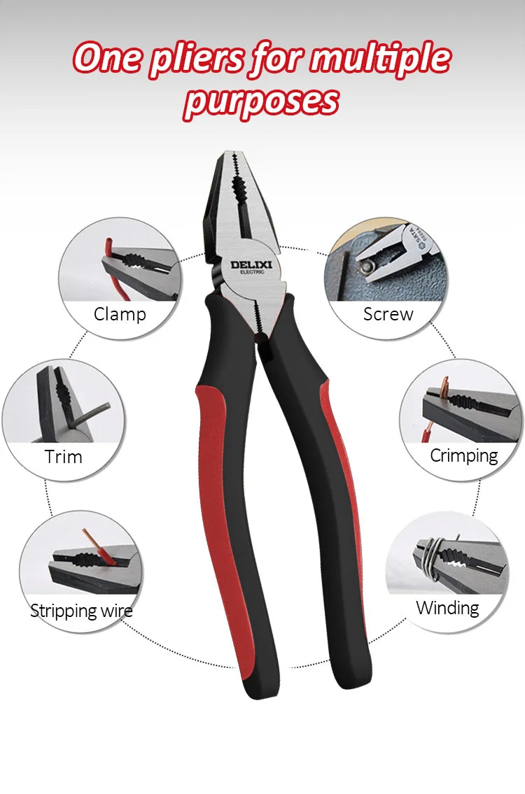 DELIXI ELECTRIC Wire Pliers Sharp Large Opening Diagonal Pliers Needle Nose Pliers for Cutting Twisting and Clamping MetalWires