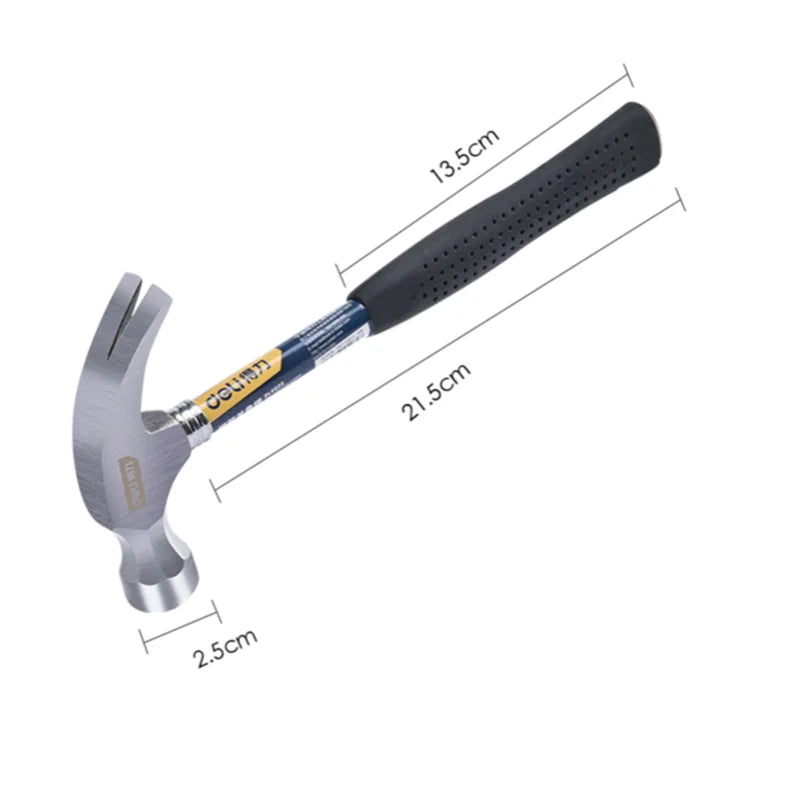 Deli 1Pcs High Carbon Hammers TPR Non-slip Handle Multifunction Woodworking Installation Nail Hammer Household Hand Tools Hammer