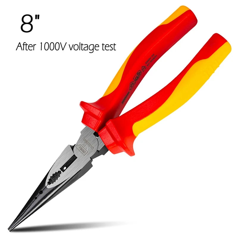 6/8 Inch 1000V Insulated Needle Nose Pliers Multifunction Electrician Repair Hand Tools VDE Insulated Labour-saving Wire Cutter