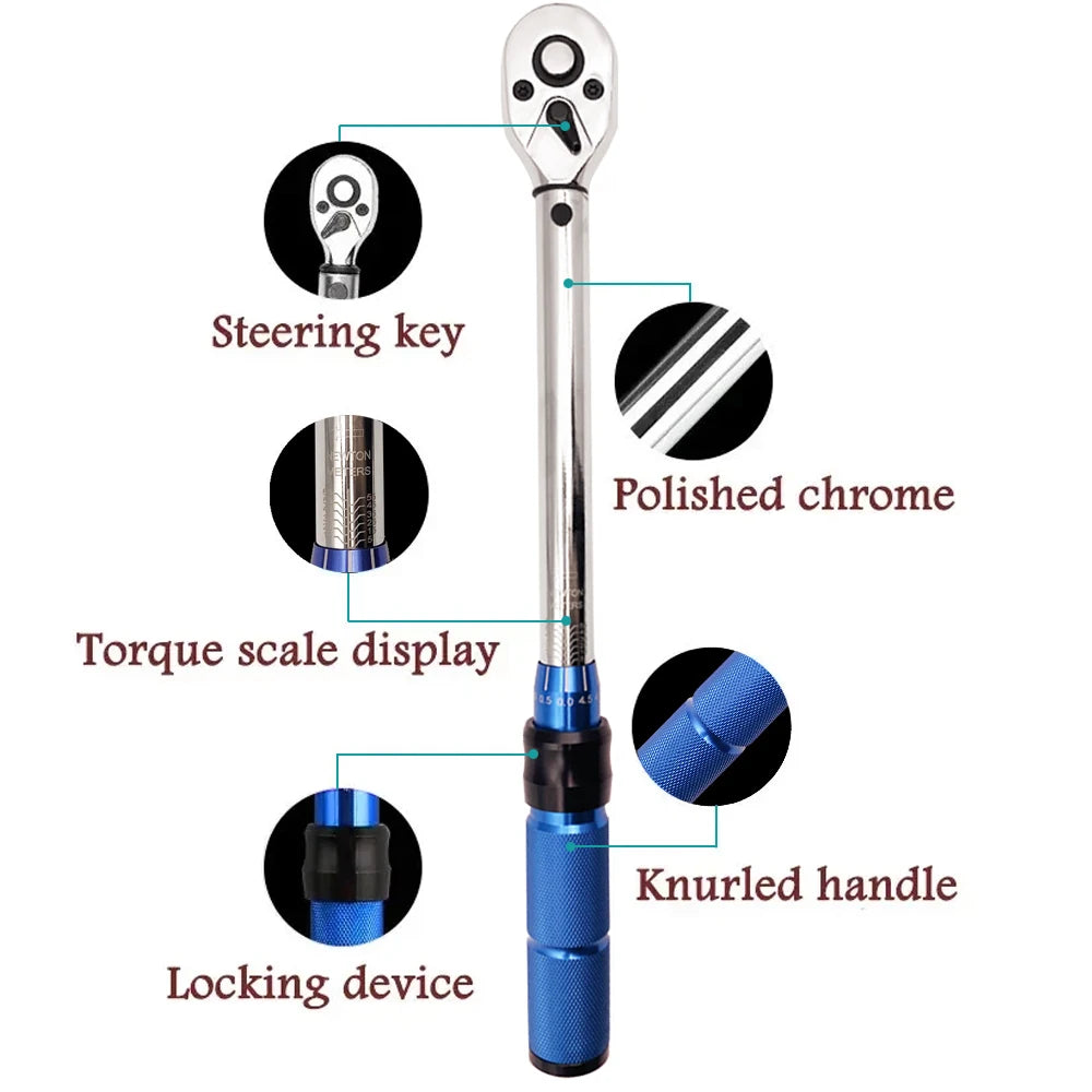 5-60N.m Torque Wrench 3/8 Inch Square Drive Torques Key ±3% High Precision Torque Wrench Professional Bicycle Automotive Tool