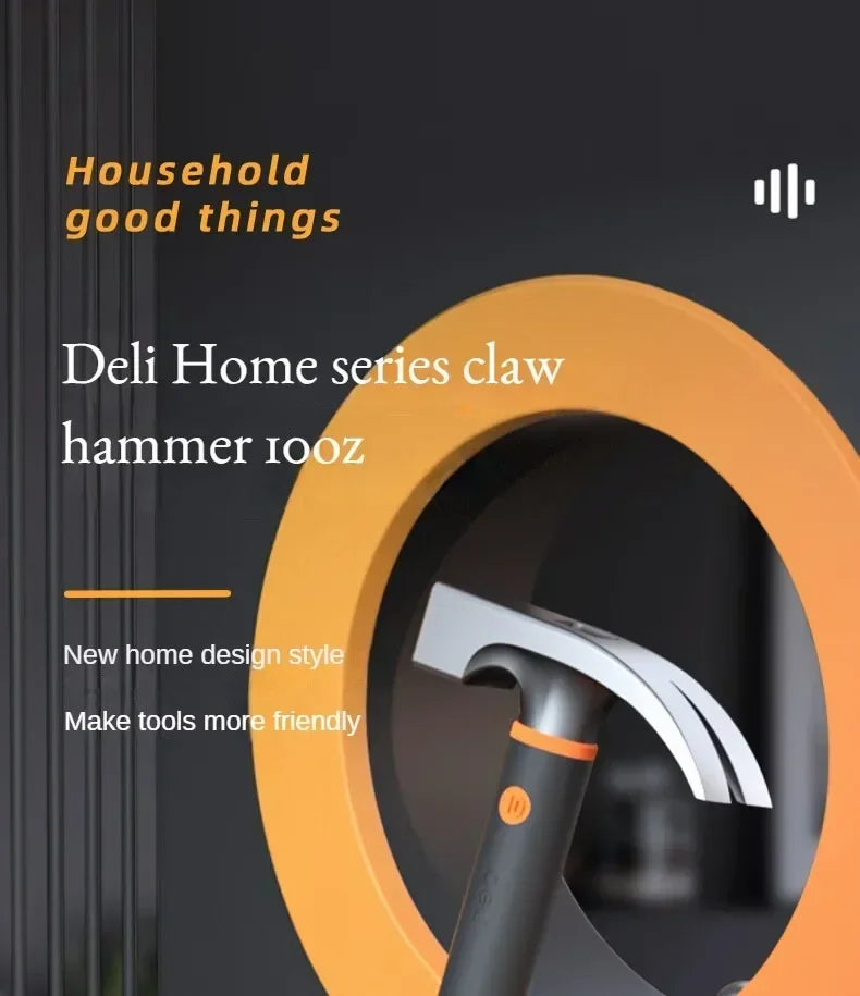 Deli 10oz Claw Hammers Mini Camping Hammer Nail Hammer with Shock Reduction Grip Multifunctional Woodworking Repair Hand Tools