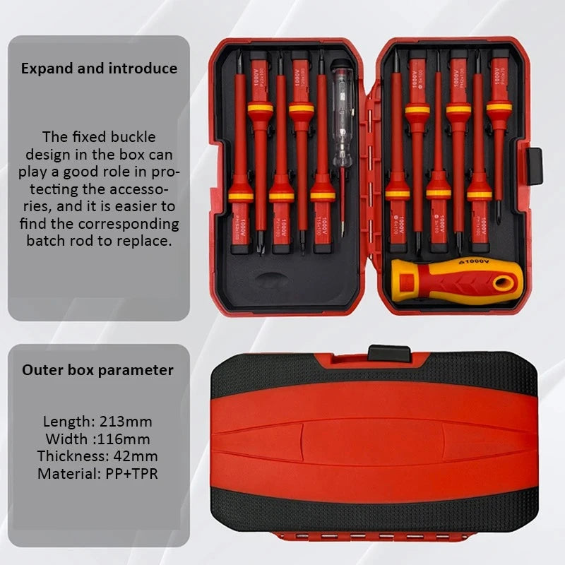 13 in 1 Electrician Screwdriver Set Phillips Slotted Torx Professional 1000V Insulated CRV Magnetic Screw Driver Changeable Bit