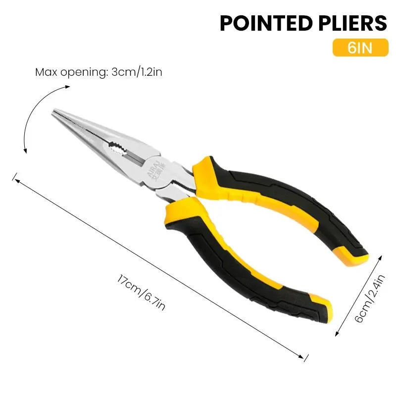 AIRAJ 3 Types Of Pliers,Including 8-Inch Wire Pliers,6-Inch Pointed Nose Pliers, And Diagonal Pliers Suitable For Household Use
