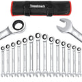 14-Piece Wrench Set, Ratcheting Wrench Set, Metric 6-19mm,Chrome Vanadium Steel with Storage Bag for truck/garage projects, etc.