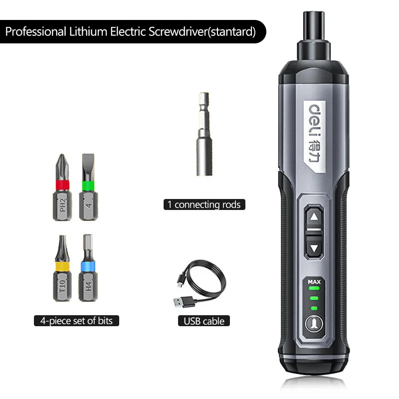 Cordless Electric Screwdriver Rechargeable 2000mah Lithium Battery Mini Drill 4V Power Tools Set Household Maintenance Repair