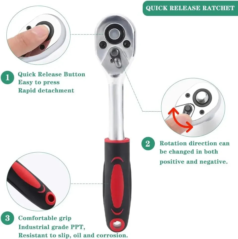 １Pc Krachtige 46pcs/set Carbon Steel Combination Set 1/4" Wrench Socket Spanner Screwdriver Household Motorcycle Car Repair Tool