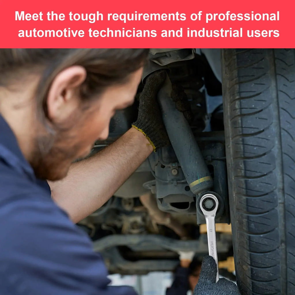 14-Piece Wrench Set, Ratcheting Wrench Set, Metric 6-19mm,Chrome Vanadium Steel with Storage Bag for truck/garage projects, etc.