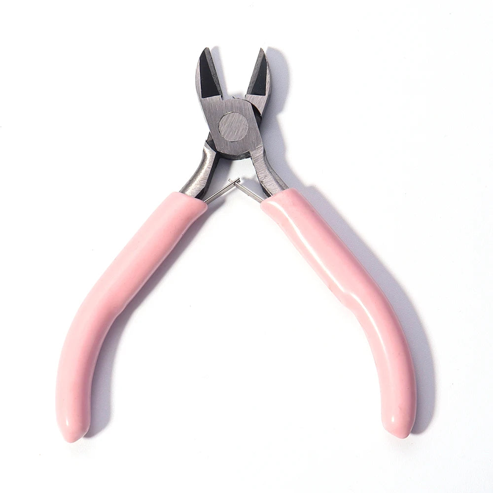 Portable Pink Stainless Steel Pliers Tool Set Jewelry Making Round Nose Plier Tweezers Kit for Handcrafts Beading Sewing DIY Sup