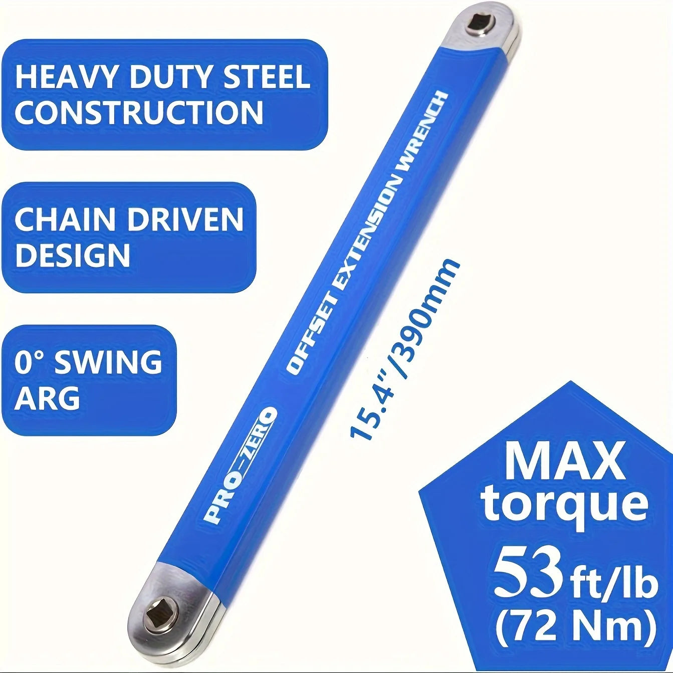 Impact Resistant Extension Wrench Set, Multi-Purpose Ratchet Wrench w/ 12, 14, 38mm Square Drive Adapters for Tight Spaces
