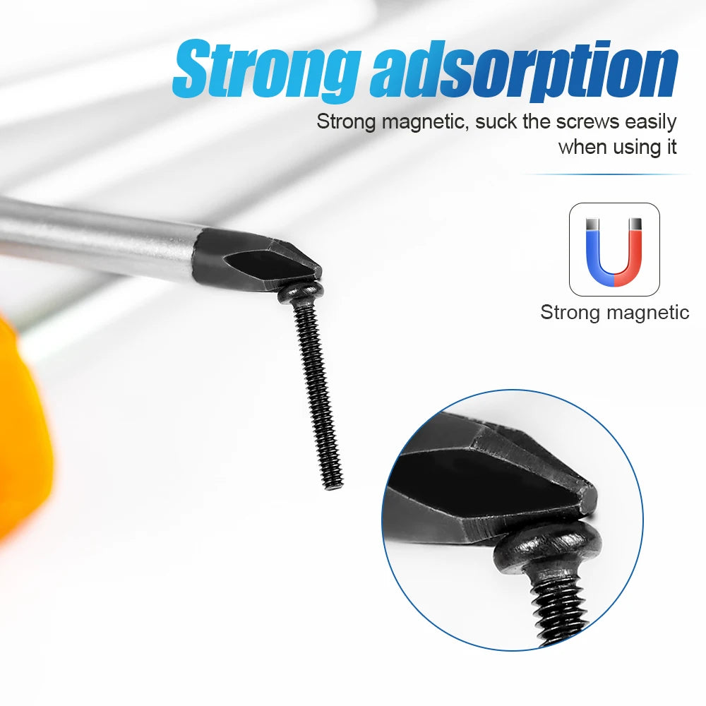 NINDEJIN 1pc electric magnetic screwdriver tools PH0 PH1 PH2 PH3 CR-V phillips screwdriver PP handle