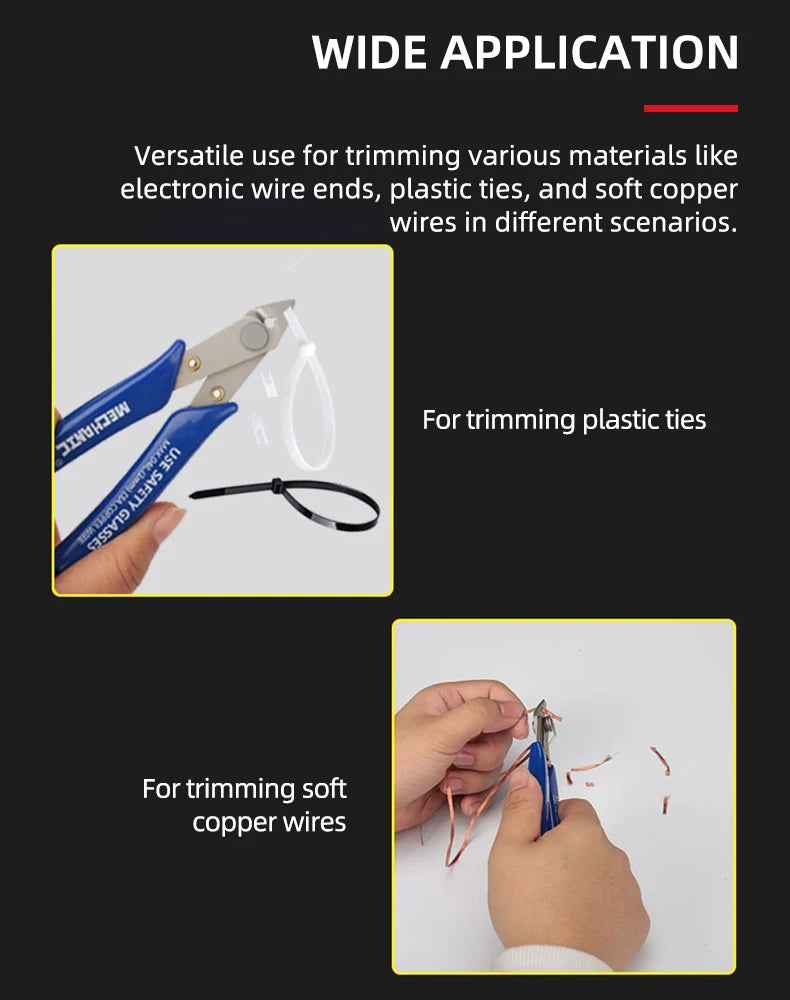 MECHANIC Diagonal Cutting Pliers TS-190 High Precision Electronic Cutter for PCB Phone Repair Electrician Hand Tool with Spring