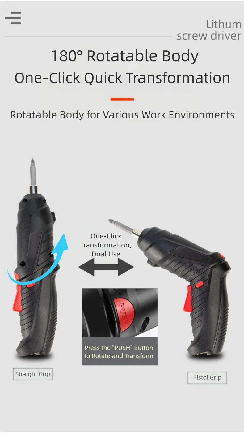47PCS 3.6v Cordless Screwdriver Set with Rechargeable Lithium Battery Household Electric Drill Tool Kit for Maintenance Repair