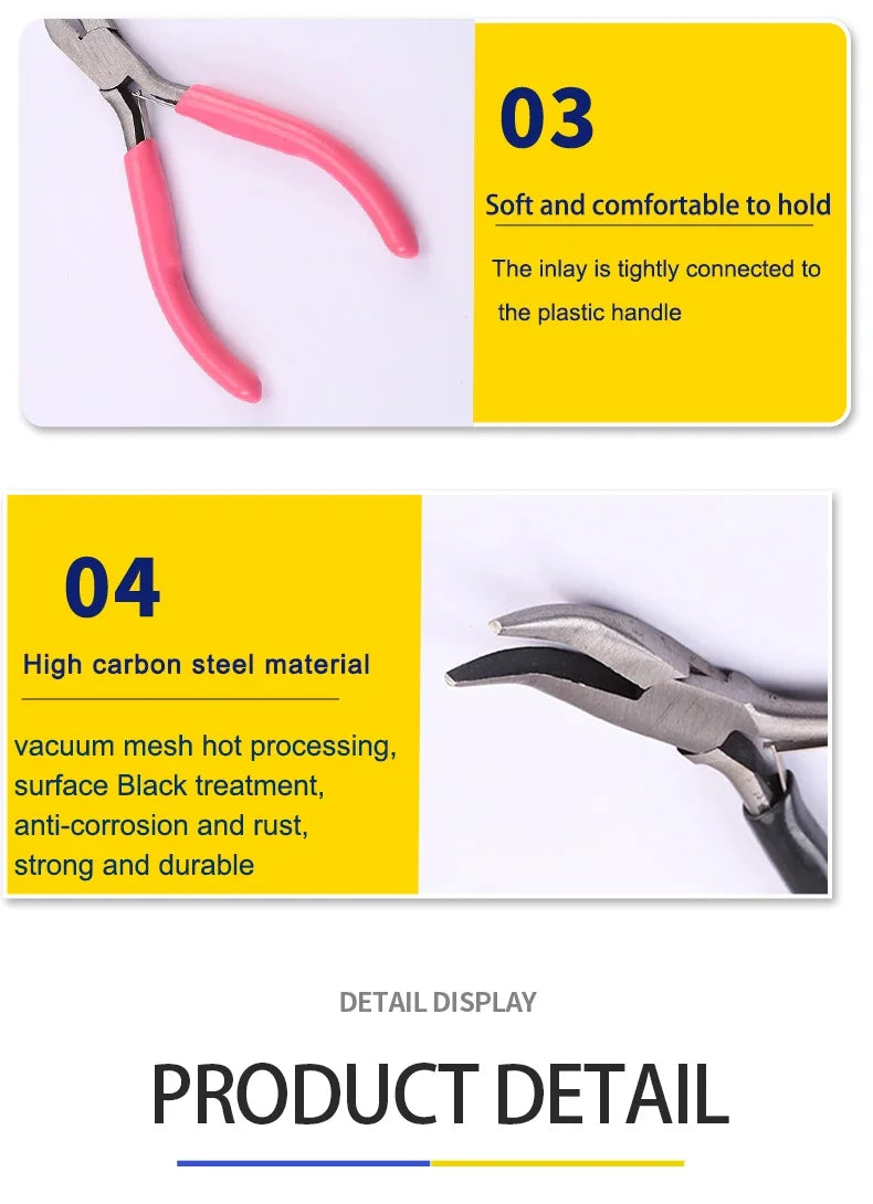 45# Carbon Steel Jewelry Pliers Needle/Chain/Round Nose Wire Cutter Tweezers Jewel Repair Handcrafts Beading Sewing Pliers Tool