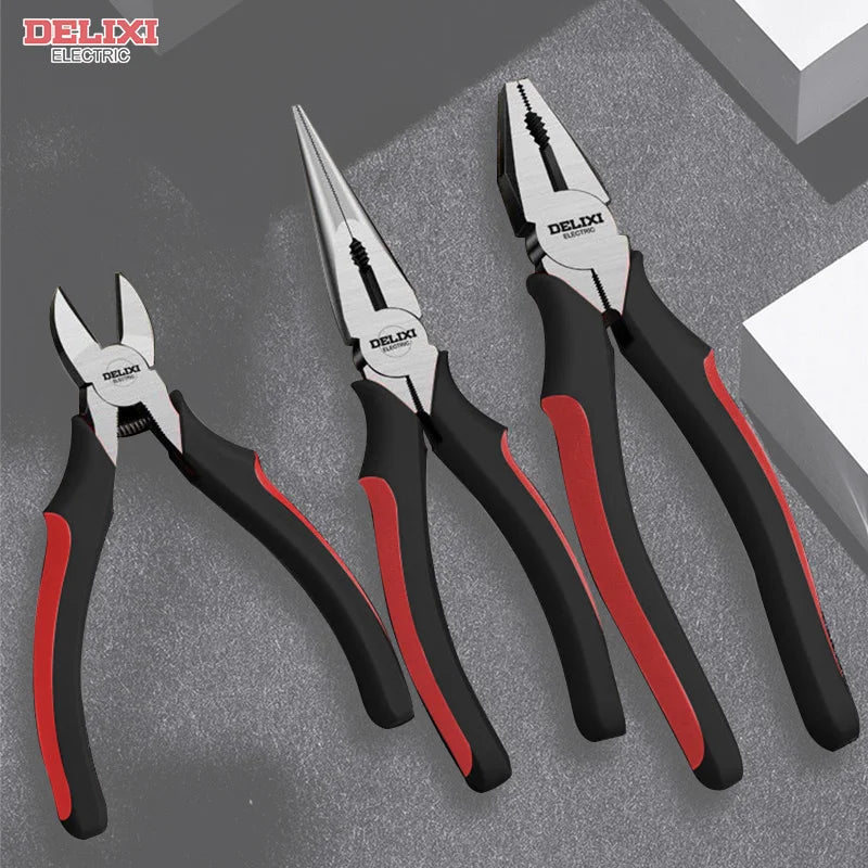DELIXI ELECTRIC Wire Pliers Sharp Large Opening Diagonal Pliers Needle Nose Pliers for Cutting Twisting and Clamping MetalWires