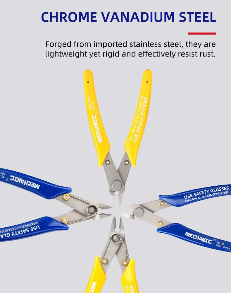 MECHANIC Diagonal Cutting Pliers TS-190 High Precision Electronic Cutter for PCB Phone Repair Electrician Hand Tool with Spring