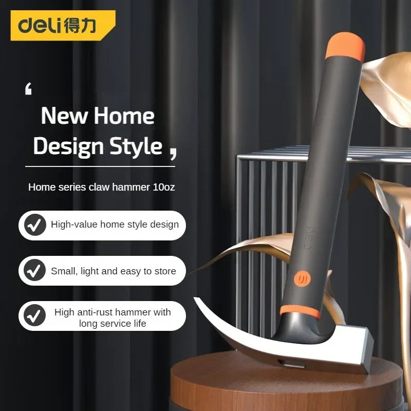 Deli 10oz Claw Hammers Mini Camping Hammer Nail Hammer with Shock Reduction Grip Multifunctional Woodworking Repair Hand Tools