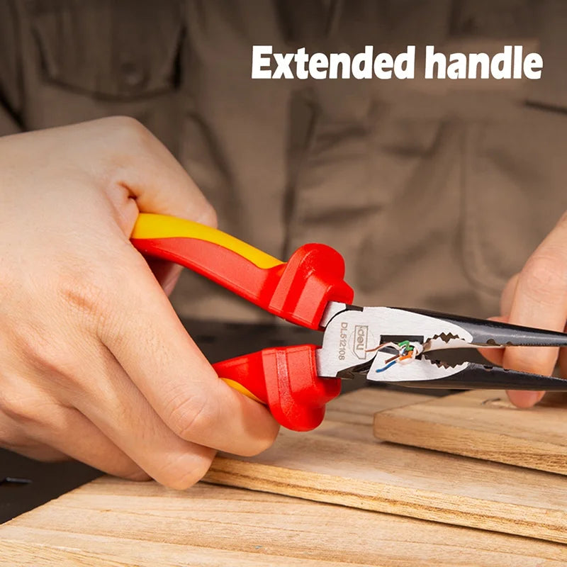 6/8 Inch 1000V Insulated Needle Nose Pliers Multifunction Electrician Repair Hand Tools VDE Insulated Labour-saving Wire Cutter
