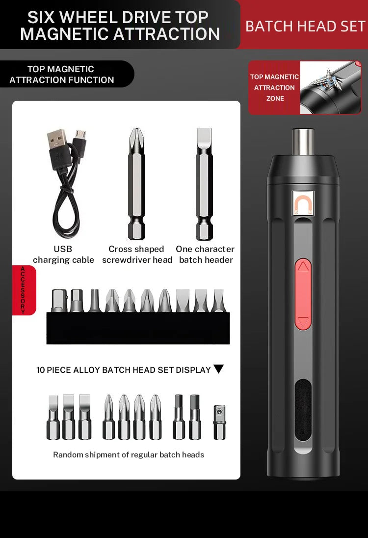 Multifunctional Electric Screwdriver Household Mini Electric Drill Rechargeable Precision Screwdriver High Torque Repair Tool