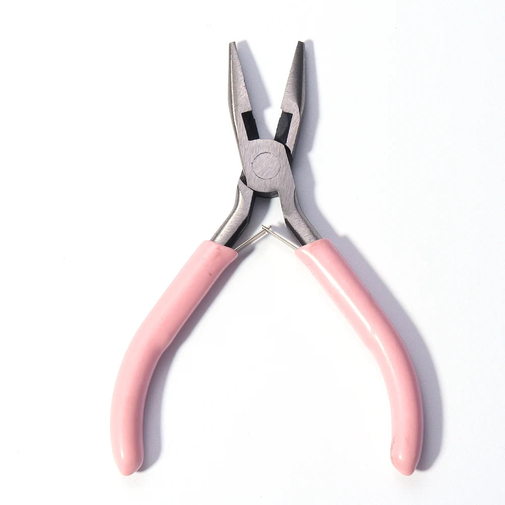 Portable Pink Stainless Steel Pliers Tool Set Jewelry Making Round Nose Plier Tweezers Kit for Handcrafts Beading Sewing DIY Sup