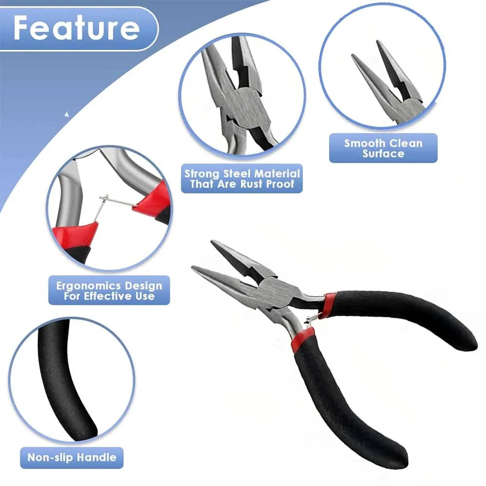 Portable 3 Styles Jewelry Pliers Tool Set Jewelry Making Round Nose Plier Tweezers Kit for Handcraft Beading Sewing DIY Supplies